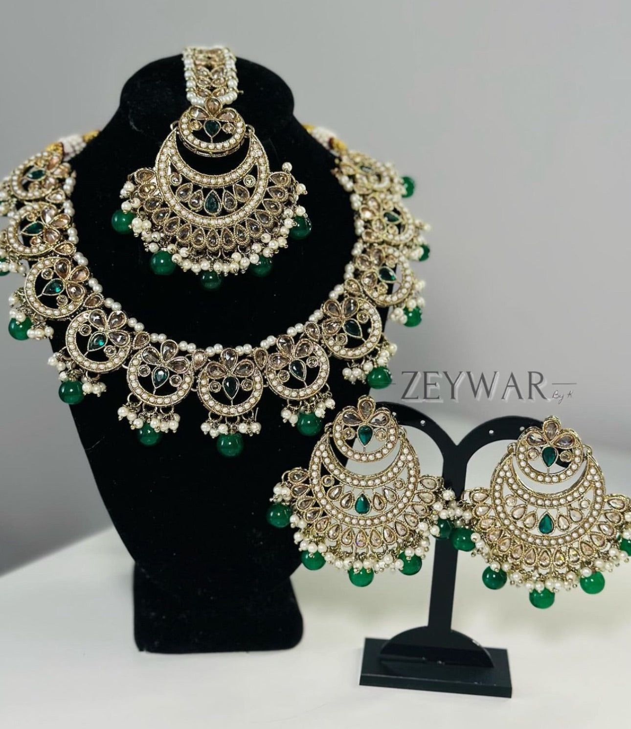 MAHI | Polki Set with Earrings & Oversized Tikka