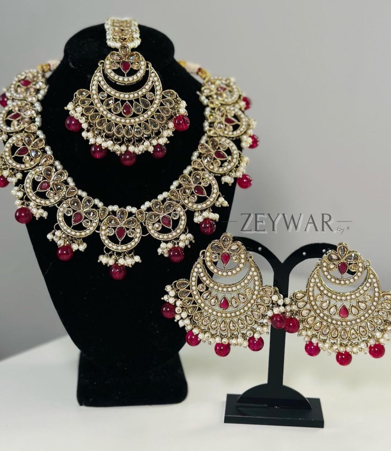 MAHI | Polki Set with Earrings & Oversized Tikka