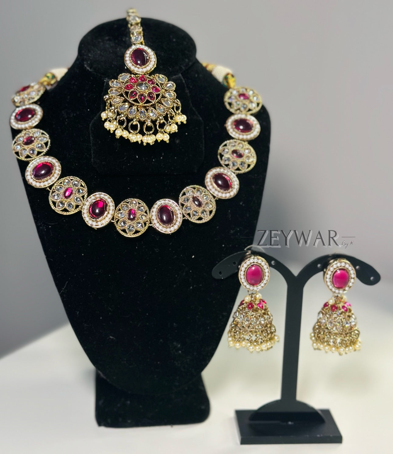 SAHIBA | Polki Neckline with Jhumki's & Tikka